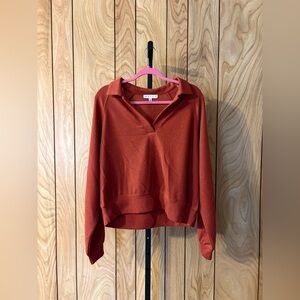 Ribbed Collared Soft Knit Top